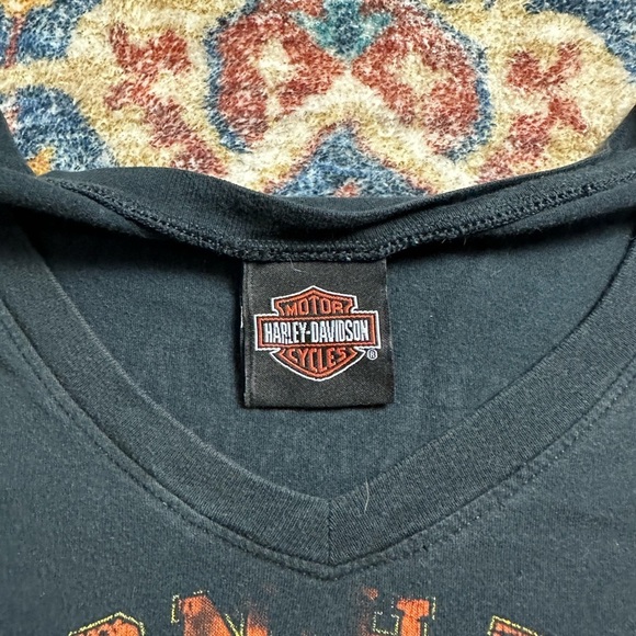 Harley Davidson V-Neck Logo T-shirt Medium - Picture 3 of 5